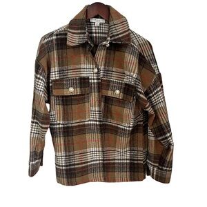 Brown and Black Utility Jacket with Relaxed Fit